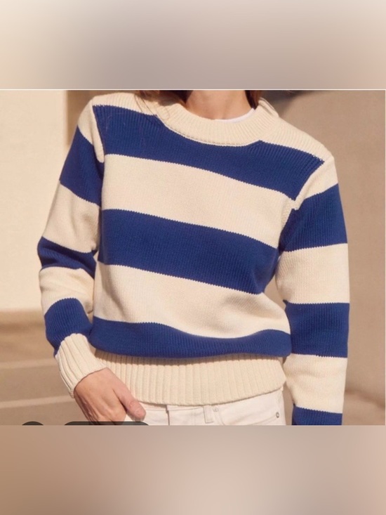 AYR Sweaters - AYR The Kickback Blue and Cream Striped Crewneck Sweater